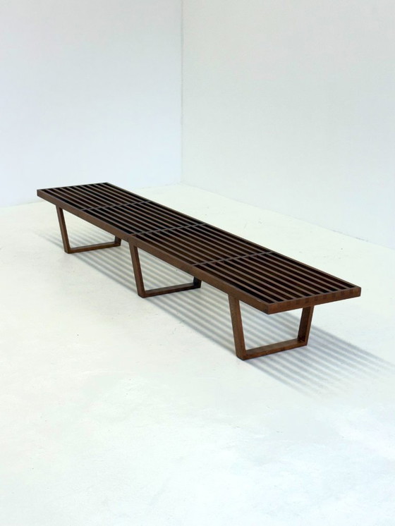 Image 1 of Vintage George Nelson long Platform lattenbank van teak hout
