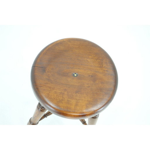 Tabouret vintage en bois, Tchécoslovaquie 1940s