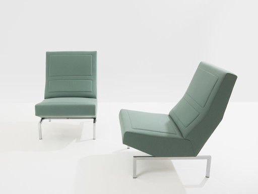 Pierre Paulin CM236 fauteuils, chroom satijn wollen fluweel, 1960