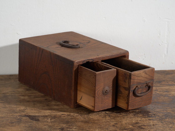 Antica scatola di legno giapponese con cassetto – Periodo Meiji–Taishō (c.1890–1920) – Armadi contenitori (photo 33 of 40)