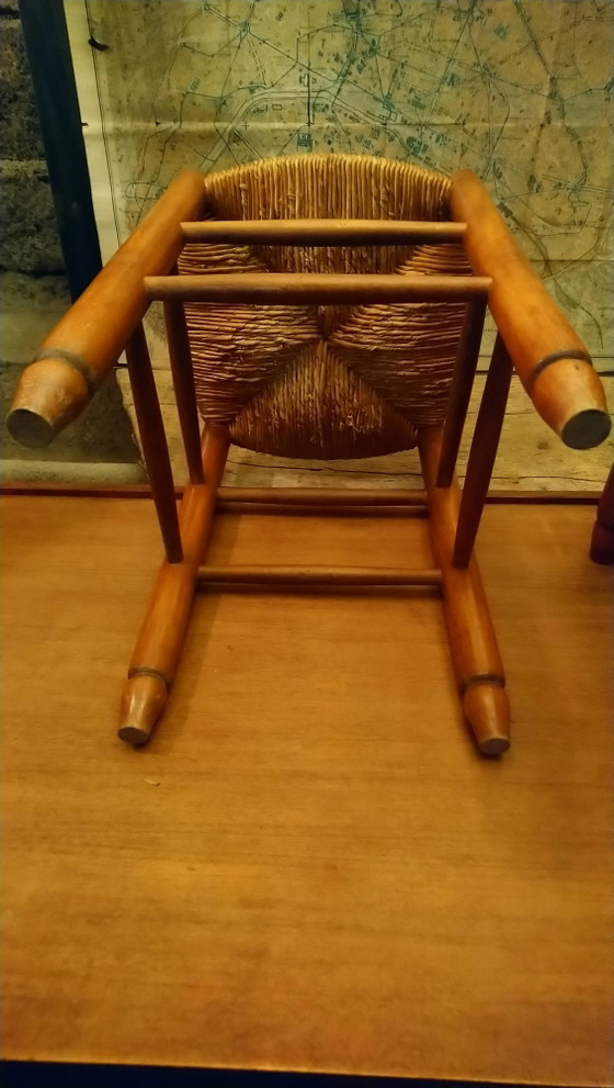 Pair of beech stools with straw seats – Wood, Vintage (photo 10 of 16)