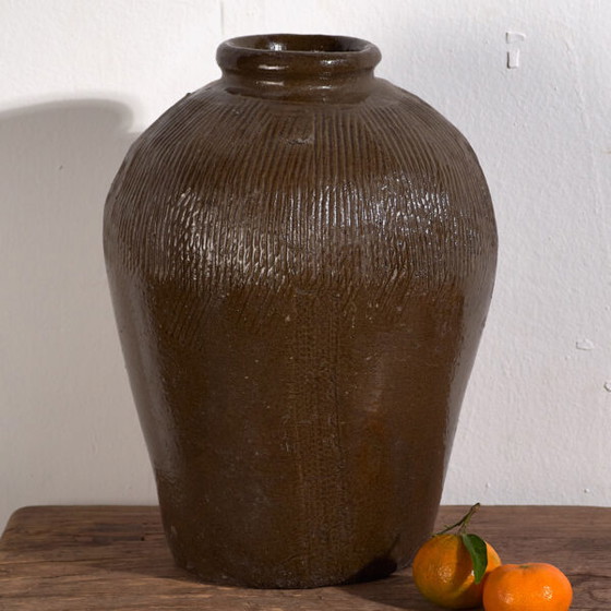 Antique glazed ceramic vase (c.1900) #4 (photo 5 of 18)