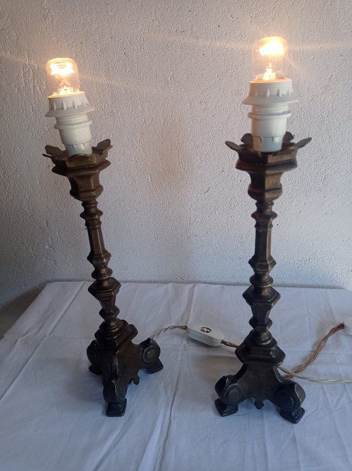 Lamps - Bronze - Transformed Candelabras – tafellampen, Textile (photo 2 of 38)