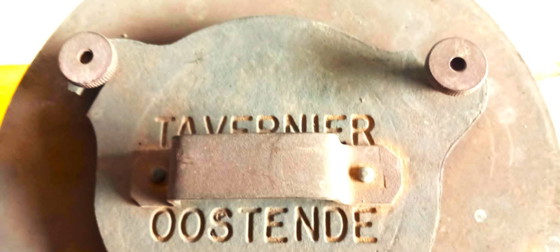 Autentiche lanterne da nave - Tavernier Oostende (Set di 3) | Decorazione marittima 1940-1950 (photo 3 of 8)