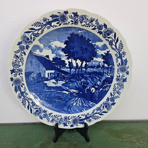 Grande piatto decorativo da parete in porcellana di Delft. Piatto da parete in porcellana di Delft Boch