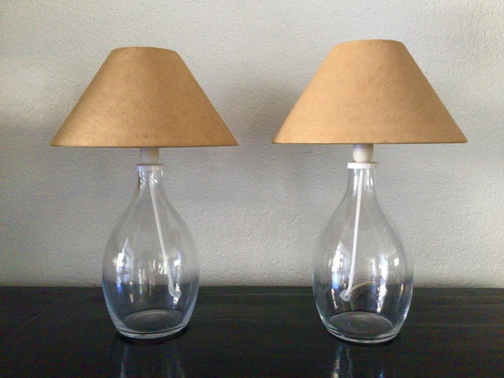 Set of 2 Vintage IKEA Table Lamps with Shade – Glass, Paper (photo 4 of 9)