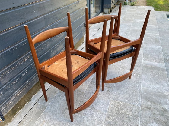 Image 1 of Set di 4 sedie scandinave Johannes Andersen Vamo Sonderborg in teak skai an60 vintage