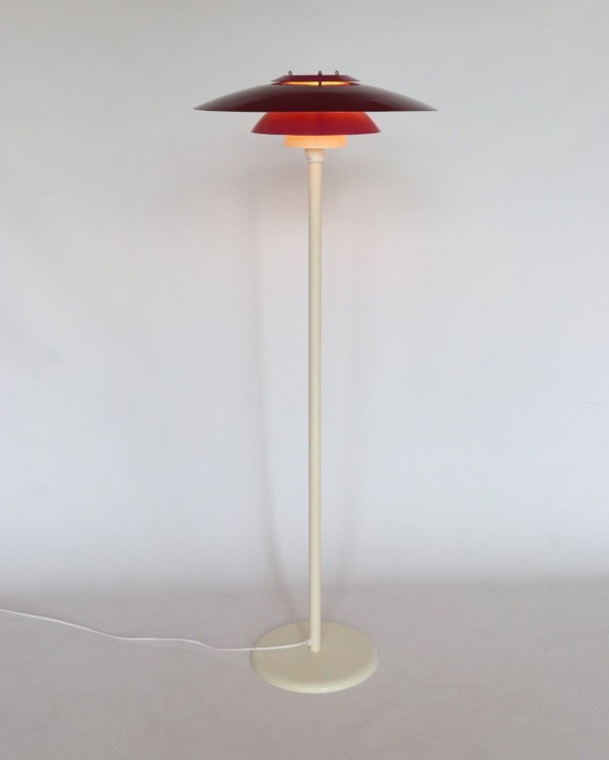 Image 1 of Vintage Deense vloerlamp unieke kleuren schalenlamp
