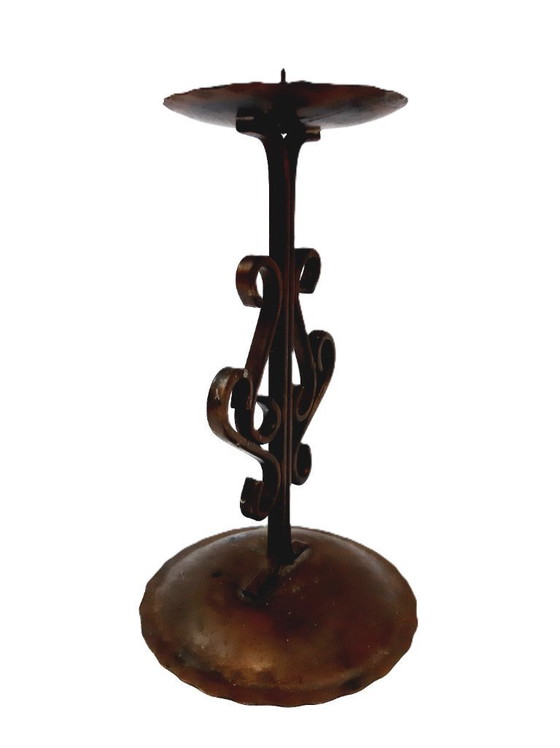 Image 1 of Portacandele vintage in rame battuto, 17 cm