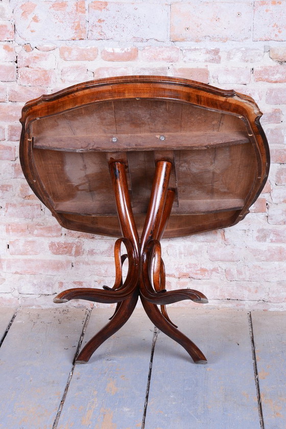 Tavolino da caffè Biedermeier restaurato, Faggio, Noce, Lucidatura ravvivata, Ceco, anni 1880 (photo 12 of 15)