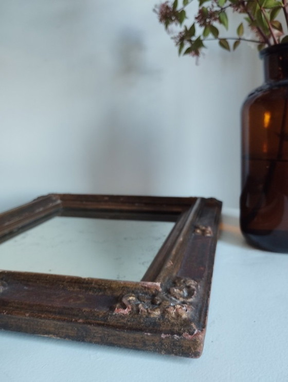 Image 1 of Small rectangular mirror with mercury glass "Leluc"