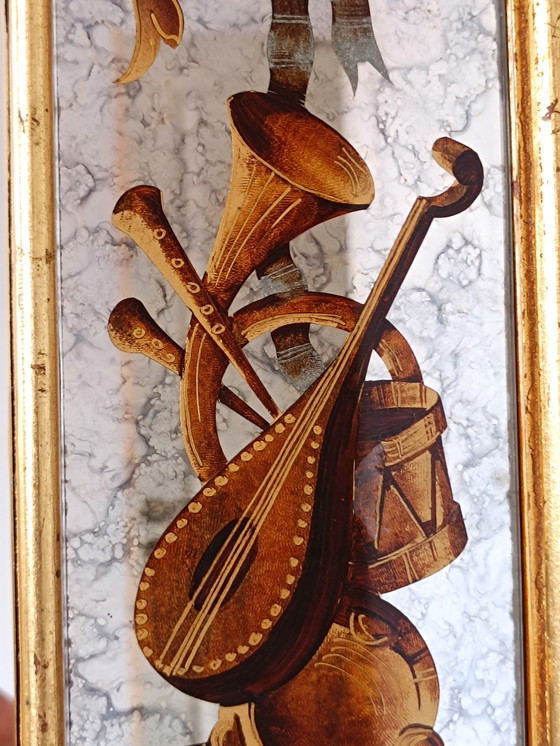 Image 1 of Art Nouveau Mirror In Chipboard Glass