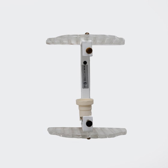 Image 1 of Set van twee wandlampen van Murano-glas met geribbelde textuur.