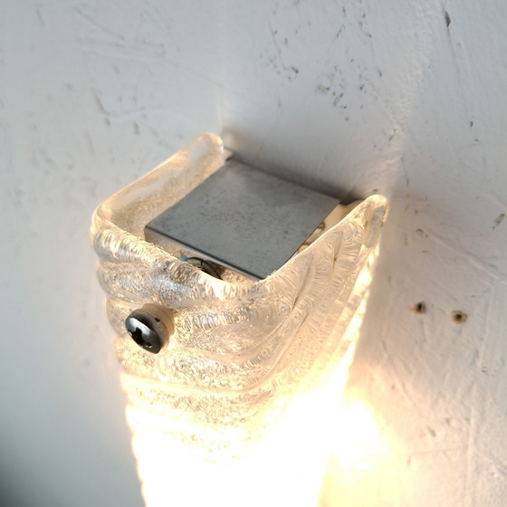 Image 1 of Vintage Wandlamp IJsglas Mid Century Modern Design