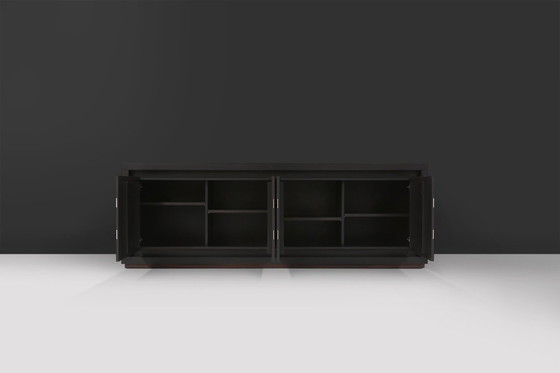 Image 1 of Brutalist Mid-century Belgian Black Oak Sideboard, Belgium 1970s