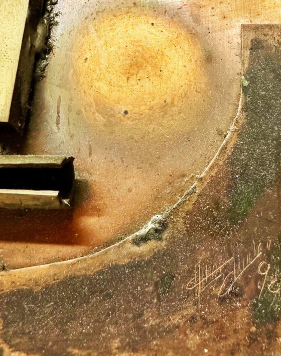 Image 1 of Avantgardistische Porträtskulptur aus geflammtem Metall. Deutschland, 1990er Jahre.