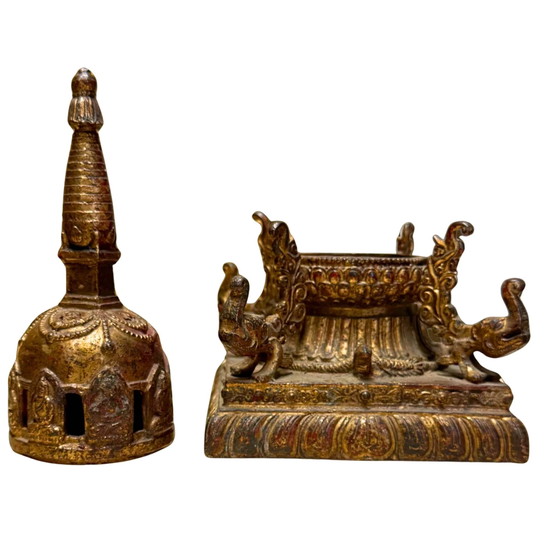 La Pieza de Michael Backman: Shikarakuta Nepalí de Bronce Dorado de Calidad Museo - Siglo XVII – Esculturas (photo 4 of 9)