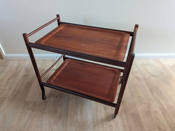 Image 1 of Chariot / Chariot de Bar Vintage Danois en Teck – 1960 - Style Pastoe / Cees Braakman / Coja Culemborg