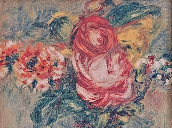 P.A. Renoir, Vase with roses, in a contemporary frame. – Paintings & Drawings, Canvas, Wood (photo 4 of 6)