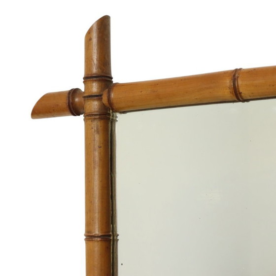 Image 1 of Franse Houten Spiegel Faux Bamboe Chinoiserie 57x47cm