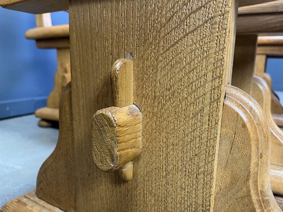 Image 1 of Esstischstühle aus massiver Eiche im Brutalismus, 1960er Jahre