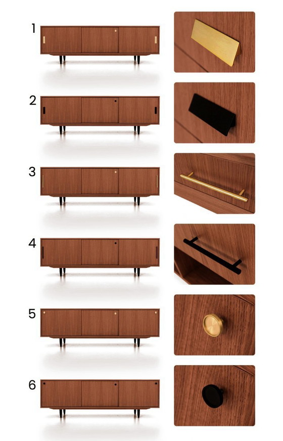 Image 1 of Schuifdressoir gebeitst teak T-S04 220