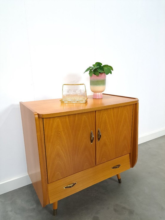 Image 1 of TV audio LP furniture with brass handles and slanted legs