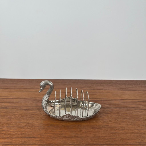 Silver-Plated Letter or Toast Holder, Swan, 1970