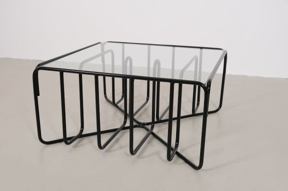 Image 1 of Vintage black tubular frame coffee table