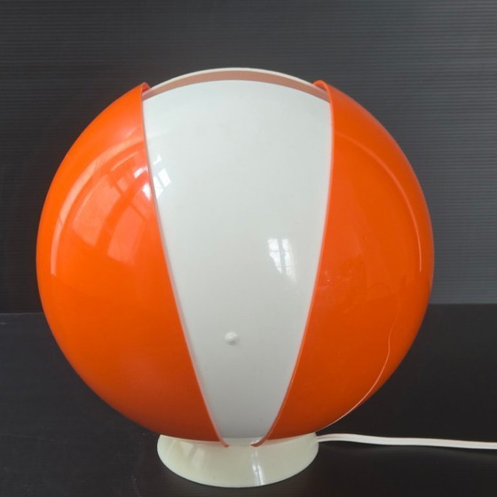 Image 1 of PAIRE DE LAMPES VINTAGE 1960 SPACE AGE PLASTIQUE ORANGE & BLANC 60S ANNEES 60