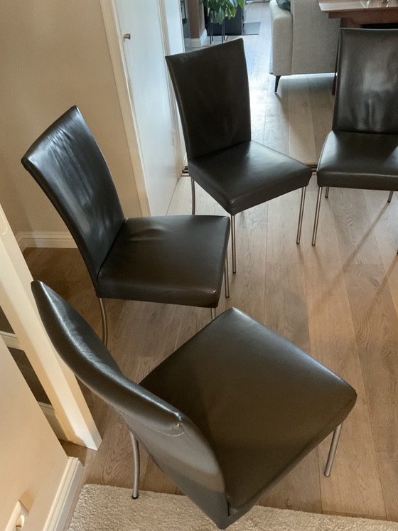 Six Chaises de Salle à Manger Bert Plantagie – Leather, Metal (photo 6 of 9)