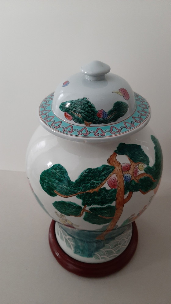 Image 1 of Chinese lidded pot XL Famille rose, midcentury