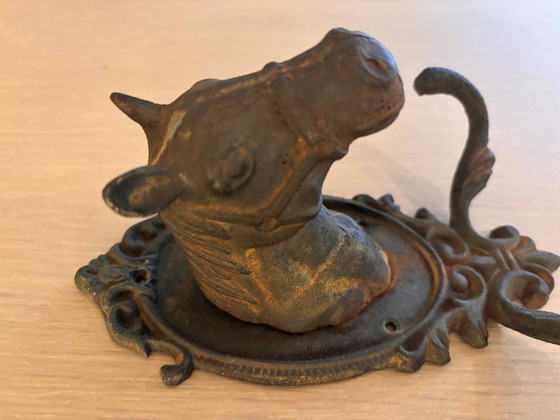 Image 1 of Appendiabiti vintage a forma di testa di cavallo - Decorazione murale rustica equestre