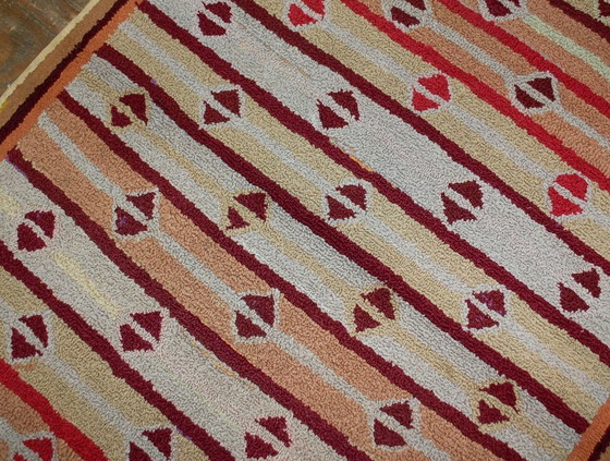 Image 1 of Alfombra antigua americana hecha a mano, de 97 cm x 161 cm (3,2' x 5,3'), década de 1890 - 1B506