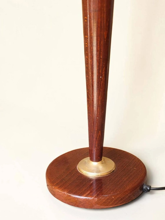 Unilux Design Mazda Lamp 1960s – Table lamps, Wood, Cotton, Mid Century Modern (photo 4 of 11)