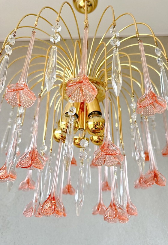 Image 1 of Vintage pink flower chandelier