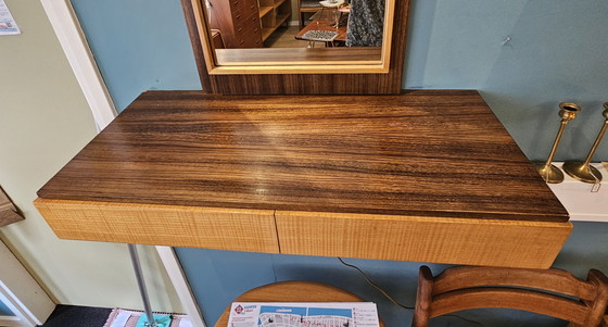 Image 1 of Vintage Mid-Century Hoge Spiegel met Lades en Handgrepen