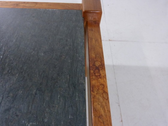 Image 1 of Brutalist coffee table oak & natural stone 1970s