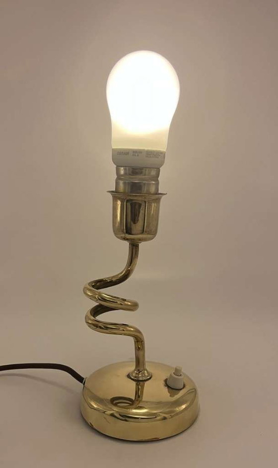 Image 1 of Vintage design spiraallamp tafellamp messing