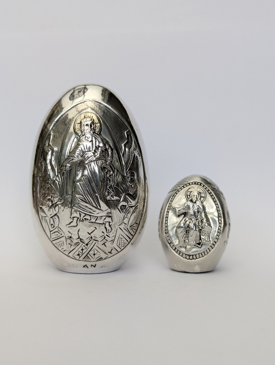 2 uova greco-ortodosse d'argento