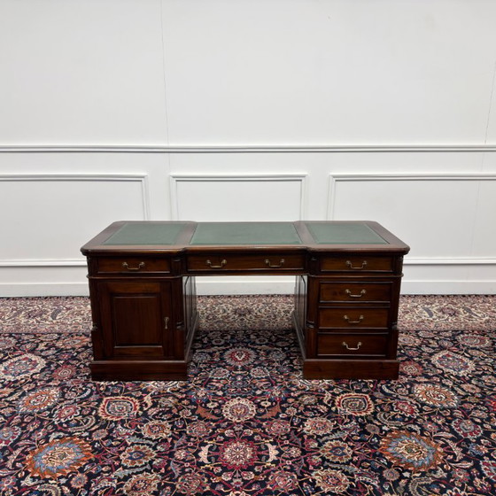 Scrivania inglese classica in pelle verde – Scrivanie, Leather, Wood (photo 4 of 21)
