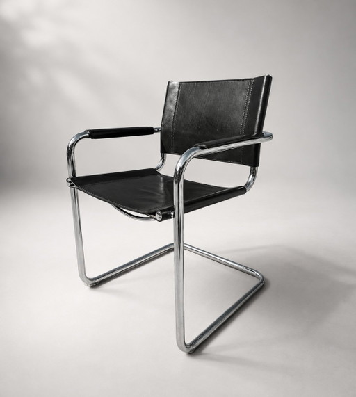 3 sedie a sbalzo originali Phasem S34 – Fasem, eetkamerstoelen, Leather, Metal (photo 2 of 6)