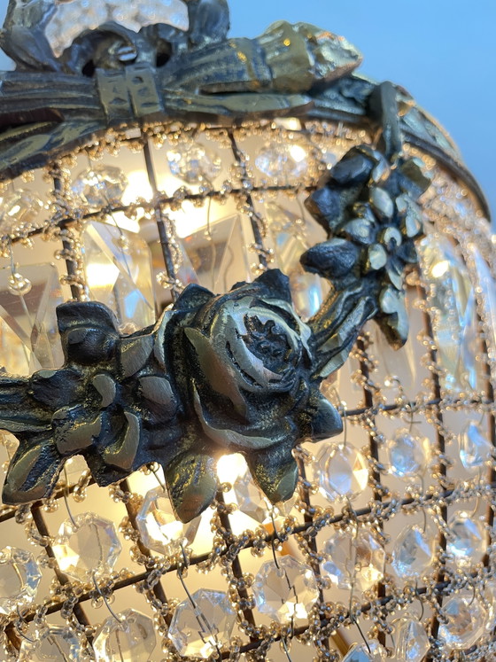 Image 1 of Pair of 2 XL wall lights French Louis XVI style cristal baskets 