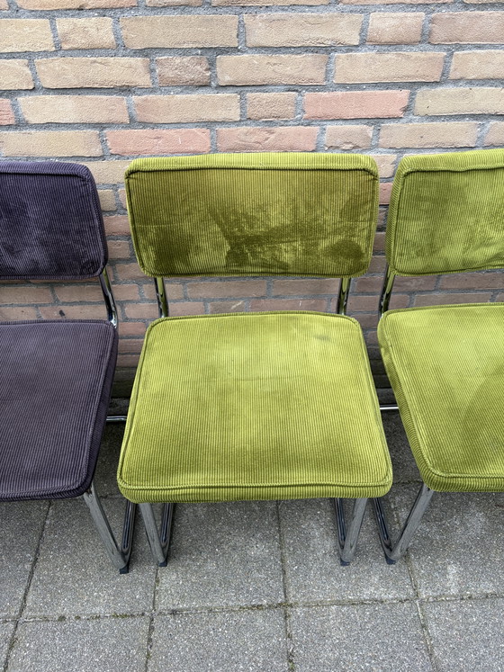Image 1 of ⭐️🪑6 Cordstühle mit verchromtem Rohrgestell ⭐️