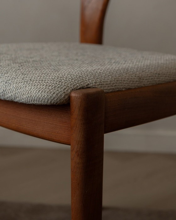 Image 1 of Vintage Danish Teak Dining Chairs (Pair) | Model Morten by Niels Koefoed for Koefoed’s Hornslet | Original Upholstery