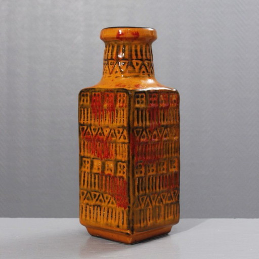 Bodo Mans & Bay Keramik vintage vase no. 70-25 orange & red West Germany 1970s