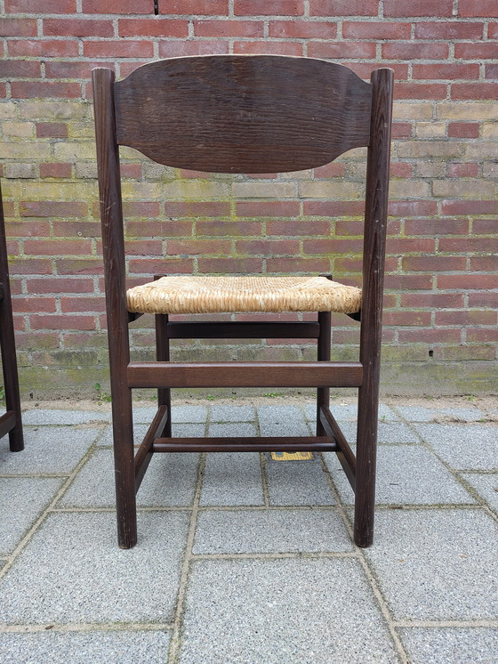 Image 1 of Retro vintage chairs with wicker 70s Pastoe