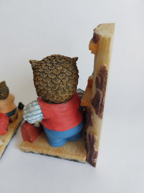 Image 1 of Serre-livres hibou vintage en résine peinte à la main