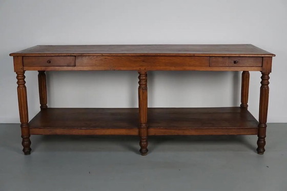 Image 1 of Antiker französischer Konsolentisch/Beistelltisch aus Eichenholz aus dem 19. Jahrhundert (rustikaler Stil)