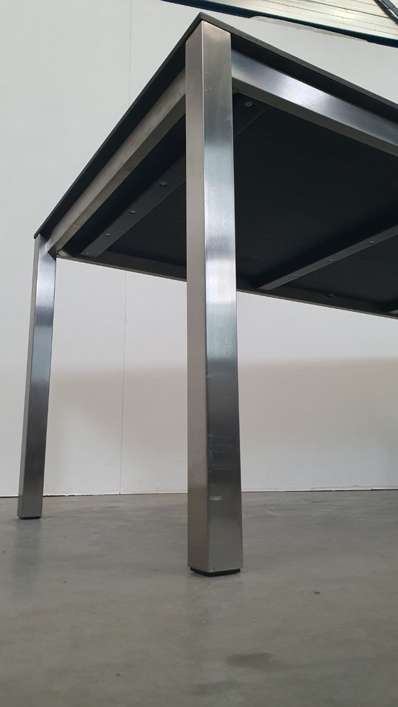 Image 1 of Arco Tisch aus reiner Eiche, geräuchertem Edelstahl, niederländisches Design, 210 x 90